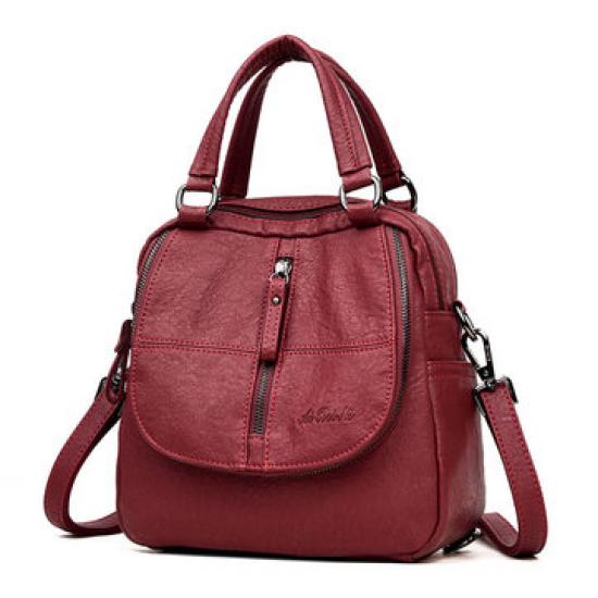 Women High-end Multifunction Soft PU Leather Handbag Double Layer Large Capacity Backpack for Handbags