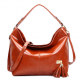 Oil Leather Tassel Women Tote Bag Casual Retro Hobos Bag for Handbags