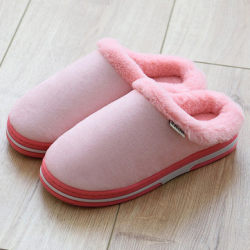 Women Comfy Warm Closed Toe Fur Lining Winter Slippers for Home Shoes