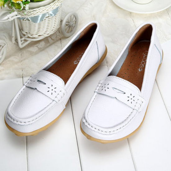 Big Size Pattern Leather Breathable Slip On Soft Flat Loafers for Flat & Loafers