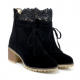 Lacework Hollow Detailed Square Heel Boots for Pumps