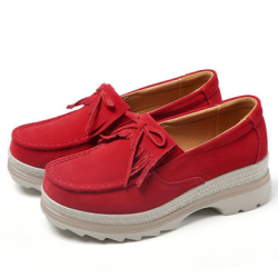 Large Size Suede Breathable Slip Resistant Tassel Platform Casual Shoes for Platform