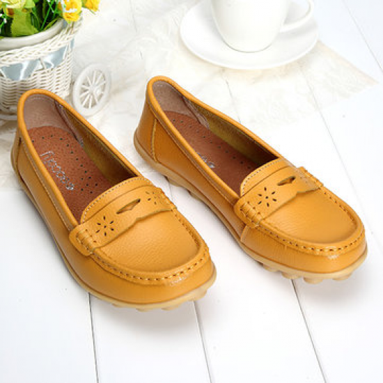 Big Size Pattern Leather Breathable Slip On Soft Flat Loafers for Flat & Loafers