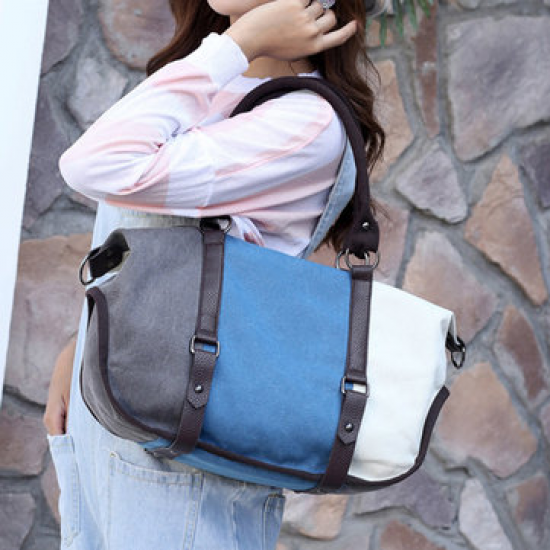 Women Canvas Hitcolor Tote Bag Casual Sports Crossbody Bag for Handbags