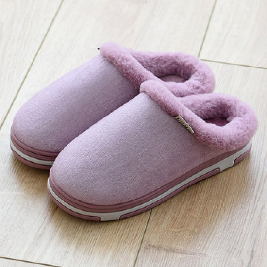Women Comfy Warm Closed Toe Fur Lining Winter Slippers for Home Shoes
