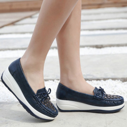 Women Butterfly Knot Metal Decoration PU Breathable Slip On Platform Shoes for Platform