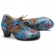 SOCOFY Retro Embossed Flower Folkways Cloth Pattern Lace Up Comfy Pumps for Pumps
