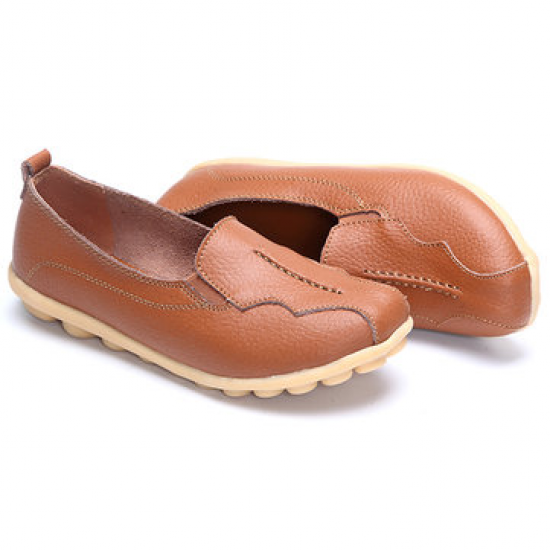 SOCOFY Big Size Pattern Leather Soft Flat Casual Shoes For Women for Flat & Loafers