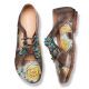 SOCOFY Retro Embossed Flower Splicing Floral Lace Up Slip On Shoes for Flat & Loafers