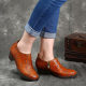 SOCOFY Retro Flowers Pattern Hollow Genuine Leather Low Heel Comfortable Stitching Zipper Pumps for Pumps