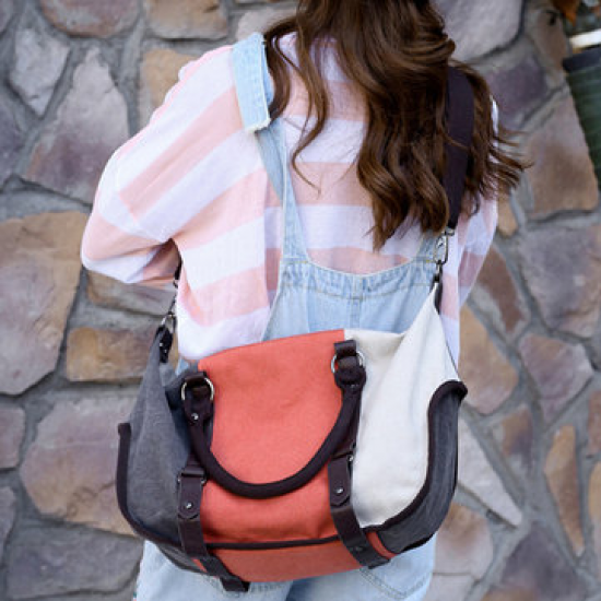 Women Canvas Hitcolor Tote Bag Casual Sports Crossbody Bag for Handbags