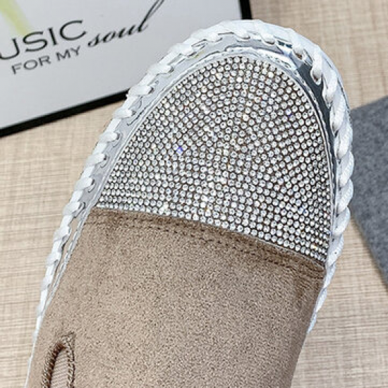 Women Rhinestone Stitching Wearable Slip On Platform Casual Flats for Platform