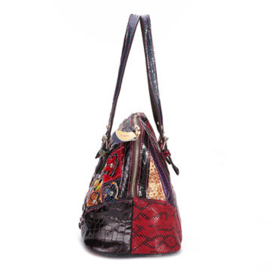 Women Floral Bohemian Genuine Leather Handbags Shell Large Capacity Crossbody Bags for Handbags
