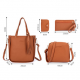 4 PCS Women PU Leather Handbag Tassel Leisure Crossbody Bag Solid Shoulder Bag for Handbags