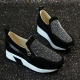 Plus Size Rhinestone Zipper Deaoration Slip Resistant Platform Slip On Shoes for Platform